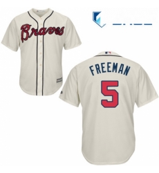 Youth Majestic Atlanta Braves 5 Freddie Freeman Replica Cream Alternate 2 Cool Base MLB Jersey