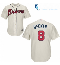 Youth Majestic Atlanta Braves 8 Bob Uecker Authentic Cream Alternate 2 Cool Base MLB Jersey