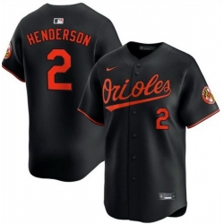 Men Baltimore Orioles 2 Gunnar Henderson Black Alternate Limited Stitched Baseball Jersey