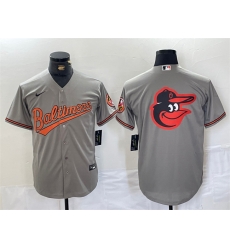 Men Baltimore Orioles Gray Team Big Logo Cool Base Stitched Jersey 2