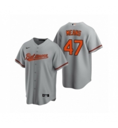 Men's Baltimore Orioles #47 John Means Nike Gray Replica Road Jersey