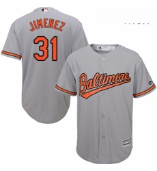 Mens Majestic Baltimore Orioles 31 Ubaldo Jimenez Replica Grey Road Cool Base MLB Jersey