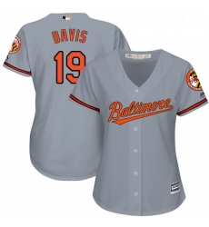 Womens Majestic Baltimore Orioles 19 Chris Davis Replica Grey Road Cool Base MLB Jersey