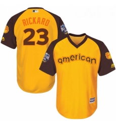 Youth Majestic Baltimore Orioles 23 Joey Rickard Authentic Yellow 2016 All Star American League BP Cool Base MLB Jersey