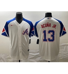 MLB Braves 13 Ronald Acuna White City Connect Cool Base Men Jersey 9