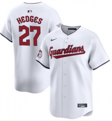 Men Cleveland Guardians 27 Austin Hedges White Cool Base Stitched Baseball Jersey