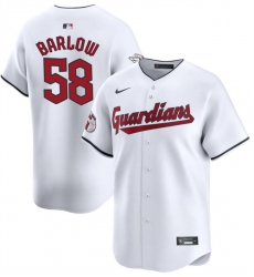 Men Cleveland Guardians 58 Scott Barlow White Home Limited Stitched Baseball Jersey