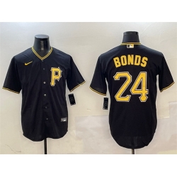 Men Pittsburgh Pirates 24 Barry Bonds Black Cool Base Stitched Baseball Jersey