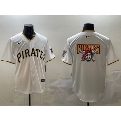 Men Pittsburgh Pirates Team Big Logo White Home Limited Stitched Baseball Jersey