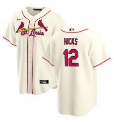 Men St  Louis Cardinals 12 Jordan Hicks Cream Cool Base Stitched Jersey