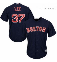 Mens Majestic Boston Red Sox 37 Bill Lee Replica Navy Blue Alternate Road Cool Base MLB Jersey