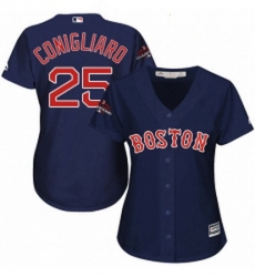 Womens Majestic Boston Red Sox 25 Tony Conigliaro Authentic Navy Blue Alternate Road 2018 World Series Champions MLB Jersey 