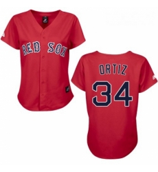 Womens Majestic Boston Red Sox 34 David Ortiz Replica Red MLB Jersey