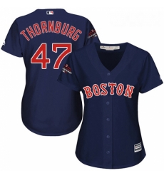 Womens Majestic Boston Red Sox 47 Tyler Thornburg Authentic Navy Blue Alternate Road 2018 World Series Champions MLB Jersey