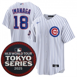 Men Chicago Cubs 18 Sh u014Dta Imanaga White 2025 World Tour Tokyo Series Home Stitched Baseball Jersey