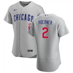 Men Chicago Cubs 2 Nico Hoerner Men Nike Gray Road 2020 Flex Base Team Jersey