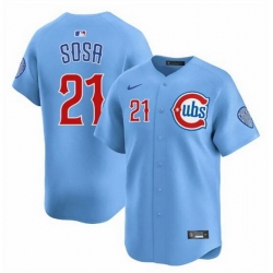 Men Chicago Cubs 21 Sammy Sosa Blue 2024 25 2nd Alternate Limited Stitched Baseball Jersey