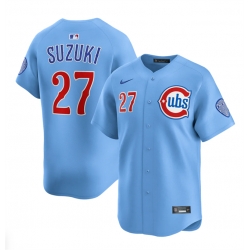 Men Chicago Cubs 27 Seiya Suzuki Blue 2024 25 2nd Alternate Limited Stitched Baseball Jersey