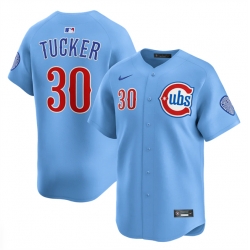 Men Chicago Cubs 30 Kyle Tucker Blue 2024 25 2nd Alternate Limited Stitched Baseball Jersey