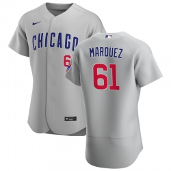 Men Chicago Cubs 61 Brailyn Marquez Men Nike Gray Road 2020 Flex Base Team Jersey