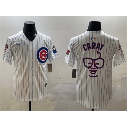 Men Chicago Cubs White Harry Caray  27Holy Cow 27 Patch Limited Stitched Baseball Jersey