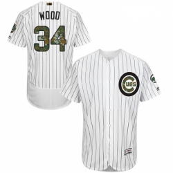 Mens Majestic Chicago Cubs 34 Kerry Wood Authentic White 2016 Memorial Day Fashion Flex Base MLB Jersey