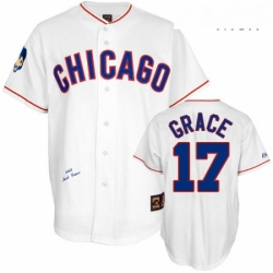 Mens Mitchell and Ness Chicago Cubs 17 Mark Grace Authentic White 1968 Throwback MLB Jersey