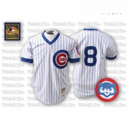 Mens Mitchell and Ness Chicago Cubs 8 Andre Dawson Replica WhiteBlue Strip Throwback MLB Jersey