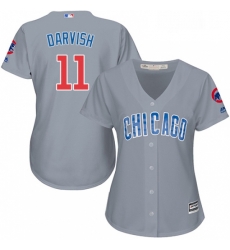 Womens Majestic Chicago Cubs 11 Yu Darvish Authentic Grey Road MLB Jersey 