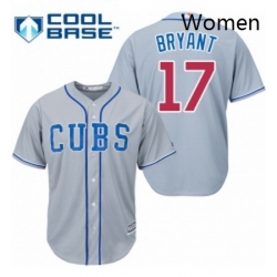 Womens Majestic Chicago Cubs 17 Kris Bryant Authentic Grey Alternate Road MLB Jersey