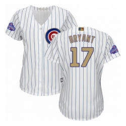 Womens Majestic Chicago Cubs 17 Kris Bryant Authentic White 2017 Gold Program MLB Jersey