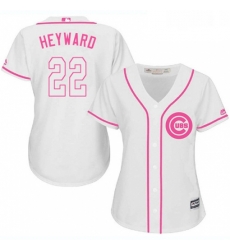 Womens Majestic Chicago Cubs 22 Jason Heyward Replica White Fashion MLB Jersey