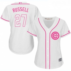 Womens Majestic Chicago Cubs 27 Addison Russell Replica White Fashion MLB Jersey