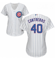 Womens Majestic Chicago Cubs 40 Willson Contreras Replica White Home Cool Base MLB Jersey