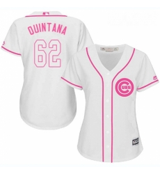 Womens Majestic Chicago Cubs 62 Jose Quintana Authentic White Fashion MLB Jersey 