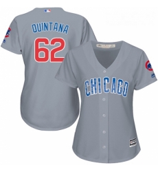 Womens Majestic Chicago Cubs 62 Jose Quintana Replica Grey Road MLB Jersey 