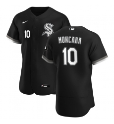 Men Chicago White Sox 10 Yoan Moncada Men Nike Black Alternate 2020 Flex Base Player MLB Jersey