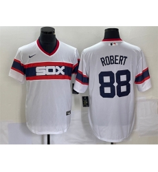 Men Chicago White Sox 88 Luis Robert White Cool Base Stitched Jersey