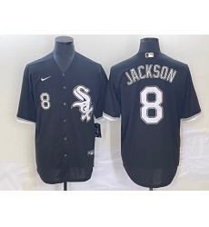 Men's Chicago White Sox #8 Bo Jackson Number Black Cool Base Stitched Jersey