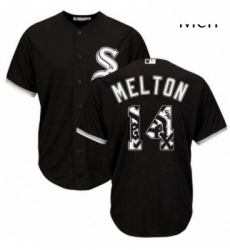 Mens Majestic Chicago White Sox 14 Bill Melton Authentic Black Team Logo Fashion Cool Base MLB Jersey