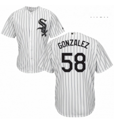 Mens Majestic Chicago White Sox 58 Miguel Gonzalez Replica White Home Cool Base MLB Jersey 