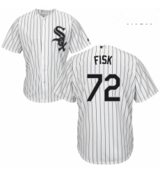 Mens Majestic Chicago White Sox 72 Carlton Fisk Replica White Home Cool Base MLB Jersey