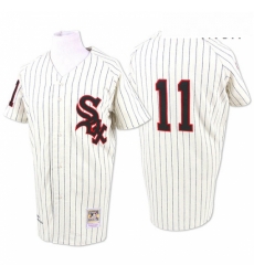 Mens Mitchell and Ness 1959 Chicago White Sox 11 Luis Aparicio Authentic Cream Throwback MLB Jersey