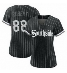 Women Chicago White Sox 88 Luis Robert Black 2021 City Connect Stitched MLB Flex Base Nike Jersey