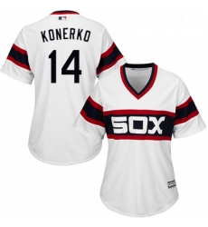 Womens Majestic Chicago White Sox 14 Paul Konerko Authentic White 2013 Alternate Home Cool Base MLB Jersey