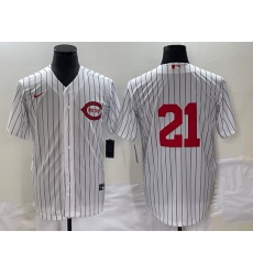 Men Cincinnati Reds 21 Hunter Greene White Field Of Dreams Stitched Baseball Jersey