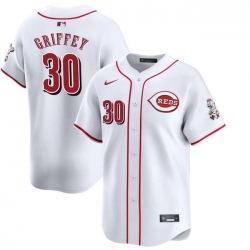 Men Cincinnati Reds 30 Ken Griffey Jr  White Home Limited Stitched Baseball Jersey