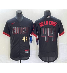 Men Cincinnati Reds 44 Elly De La Cruz Number Black 2023 City Connect Flex Base Stitched Baseball Jersey2