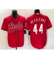 Men Cincinnati Reds 44 Elly De La Cruz Red Cool Base Stitched Baseball Jersey