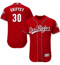 Mens Majestic Cincinnati Reds 30 Ken Griffey Red Los Rojos Flexbase Authentic Collection MLB Jersey